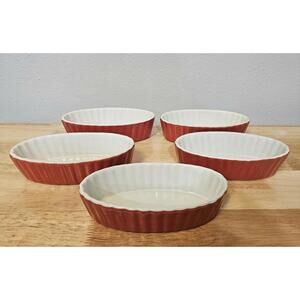 Royal Norfolk Stoneware Baking Dish Oval Red Mini Cass/Relish 6.25"x3.25"x1.75"